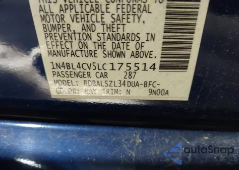 2020 Nissan Altima Sr Fwd z USA, uszkodzony, nr VIN 1N4BL4CV5LC175514